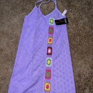 Purple Crochet Dress with Colorful Accents
